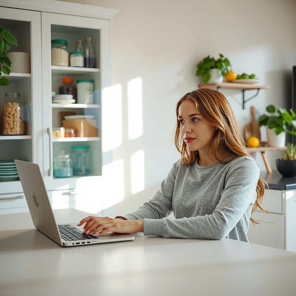 Klientin zeigt ihren Kühlschrank im Video-Call